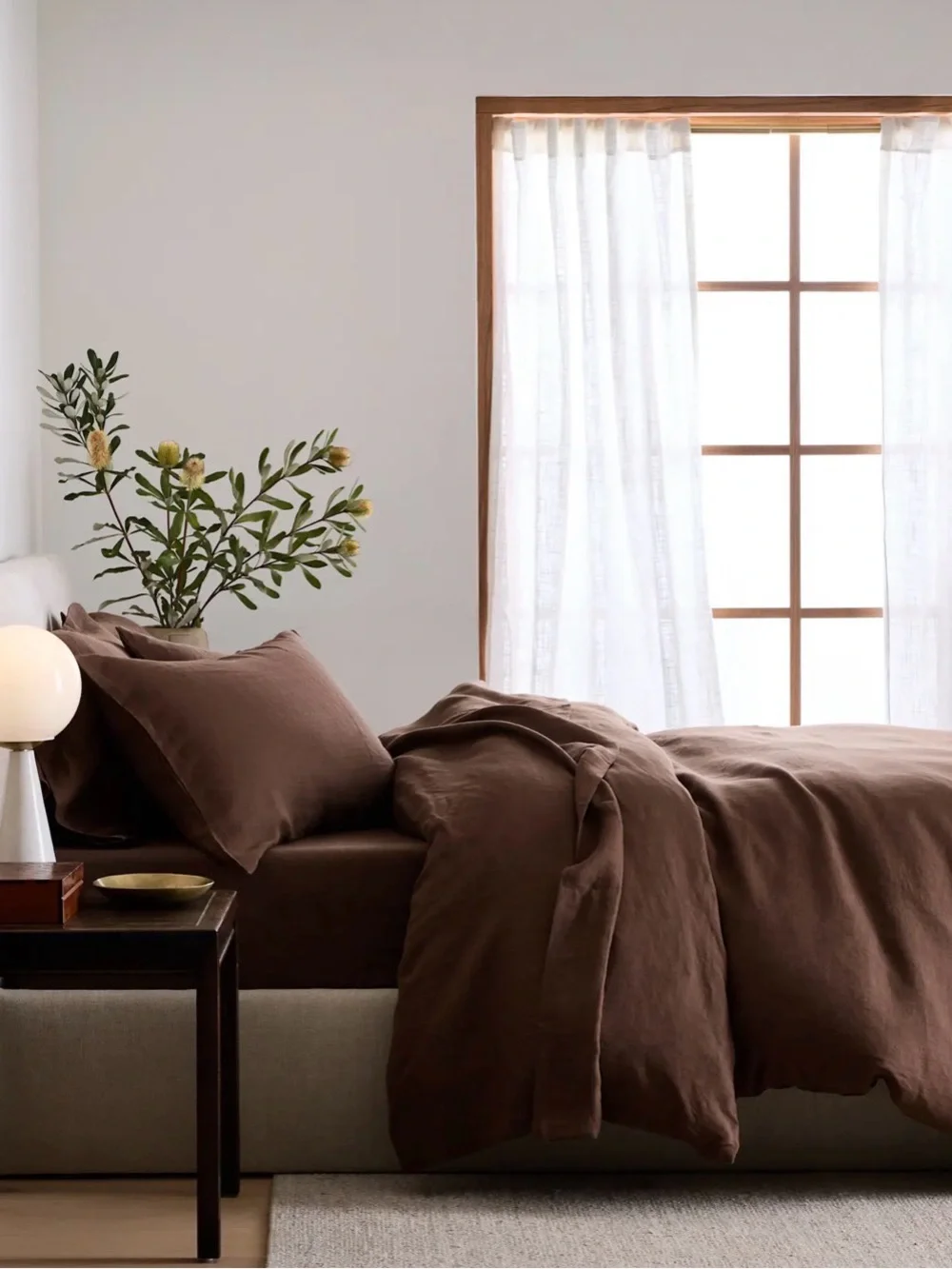 QUINCE European Linen Duvet Cover Set King/Cal King Espresso 7942 - NWOT